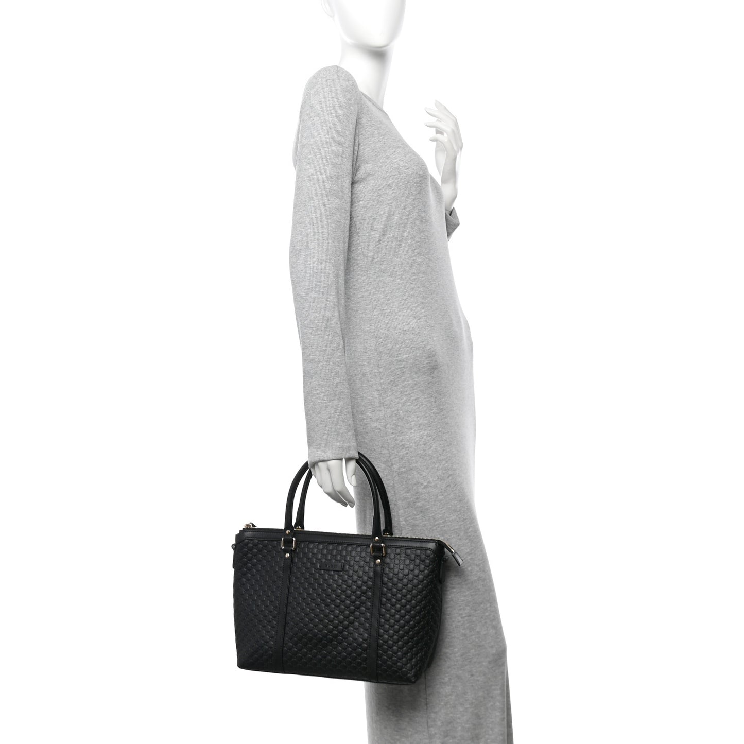 Soft Microguccissima Small Zippered Satchel Black