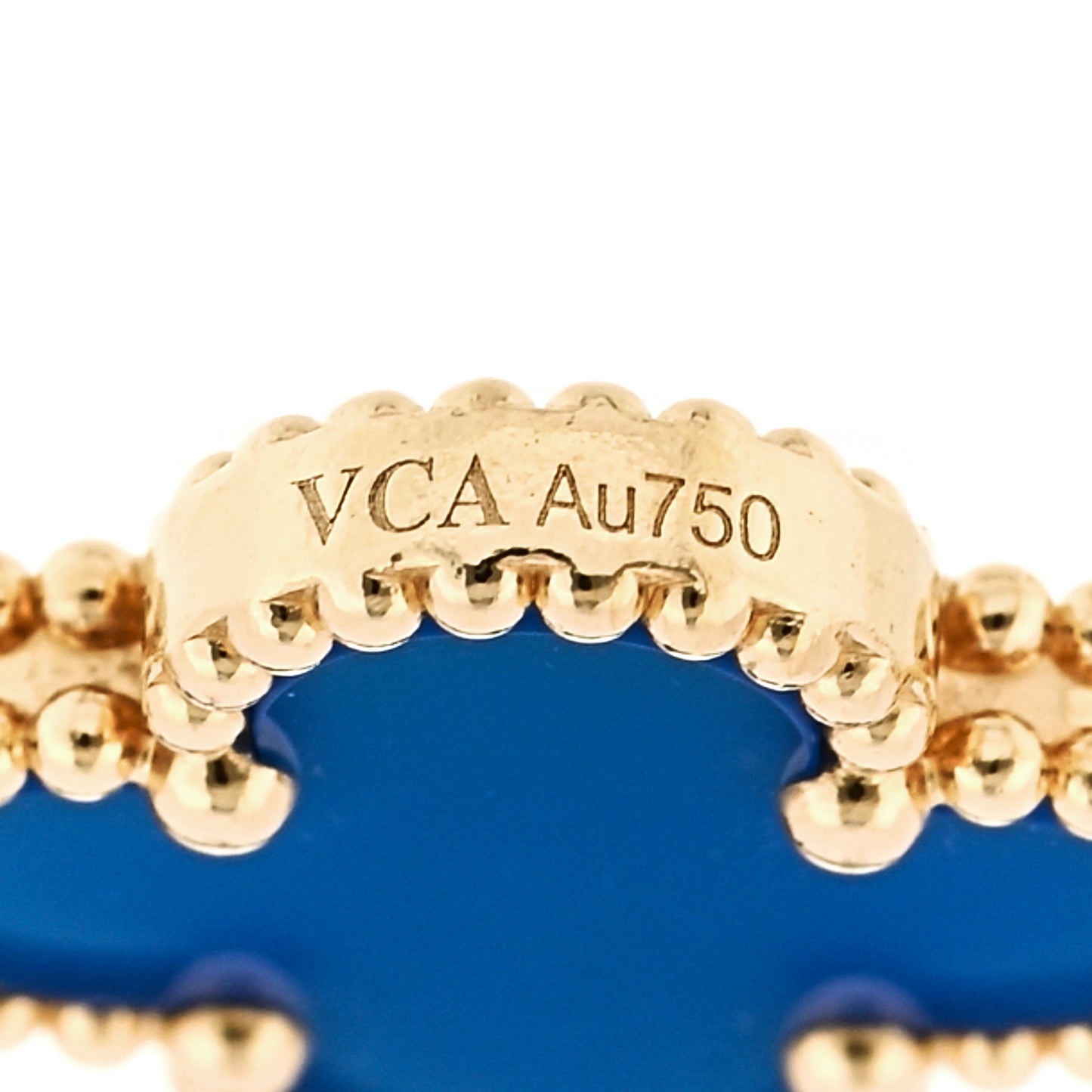 18K Yellow Gold Blue Agate 5 Motifs Vintage Alhambra Bracelet