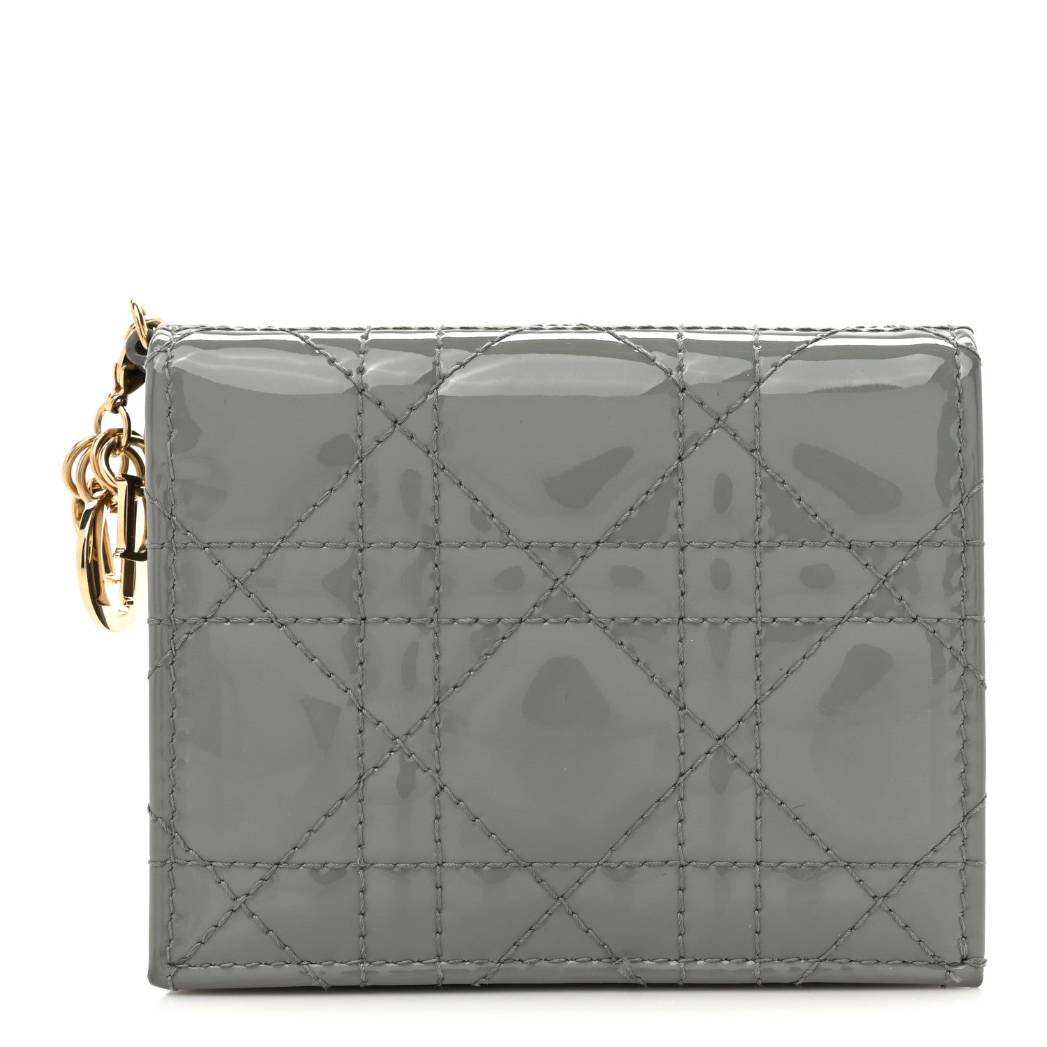 Christian Dior Patent Cannage Mini Lady Dior Wallet Grey 1 of 10