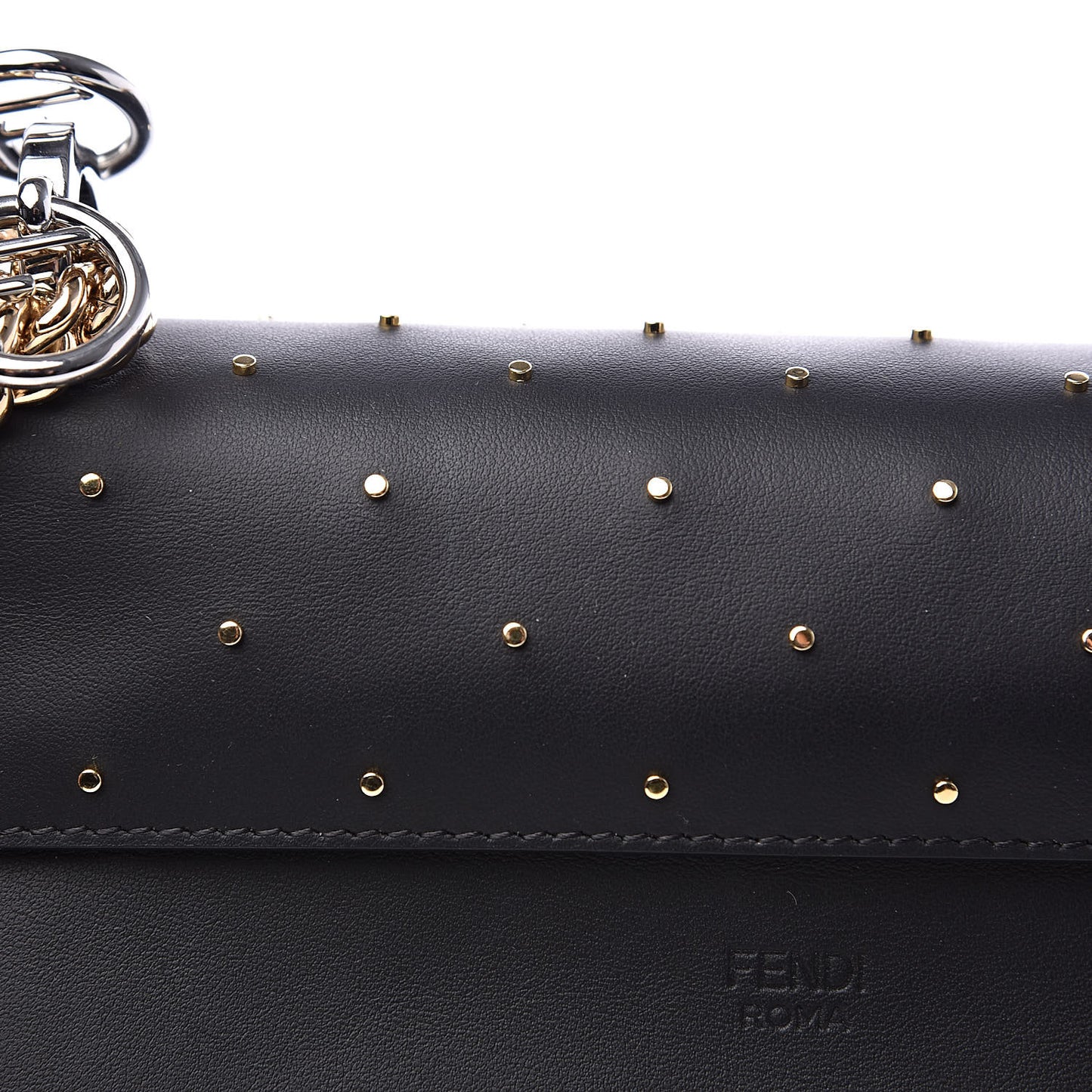Vitello Liberty F is Studded Small Kan I Shoulder Bag Black