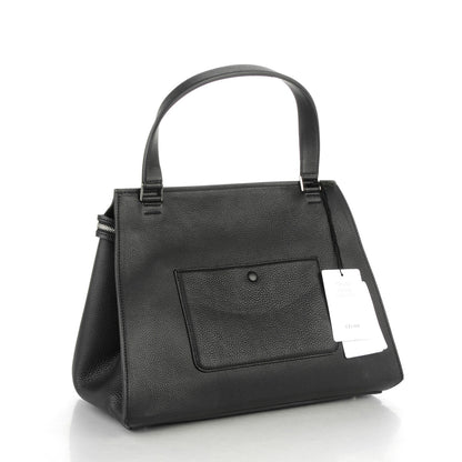 Celine Grained Calfskin Large Edge Shoulder Bag Black 3 of 9