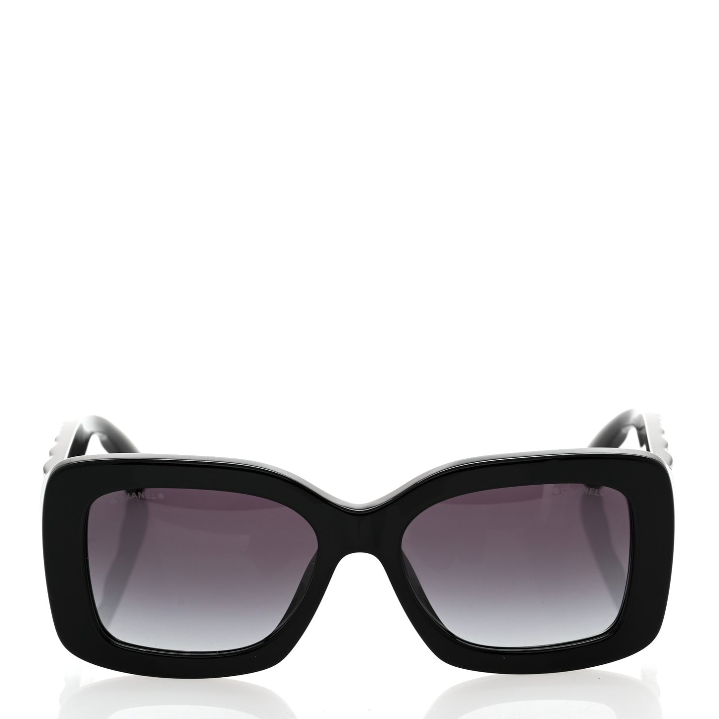 Acetate Quilted CC Rectangle Sunglasses 5483-A Black