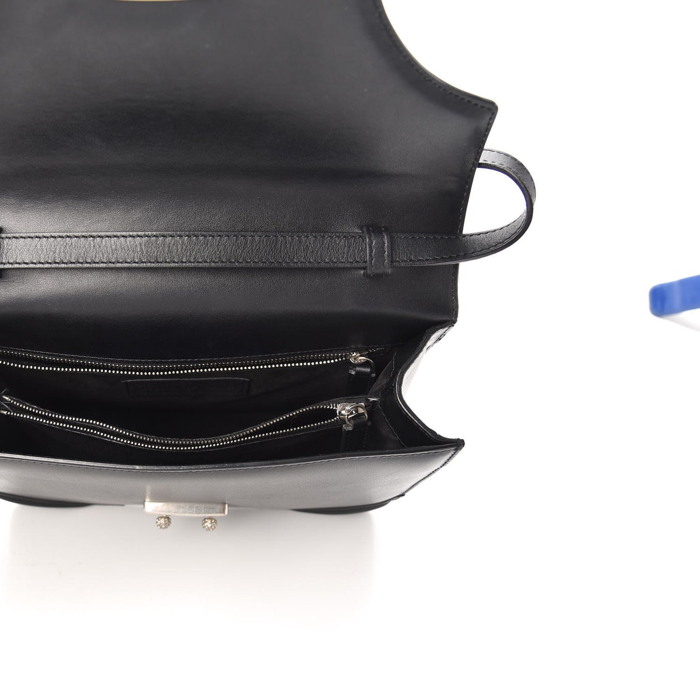 Calfskin Chain Flower Satchel Black