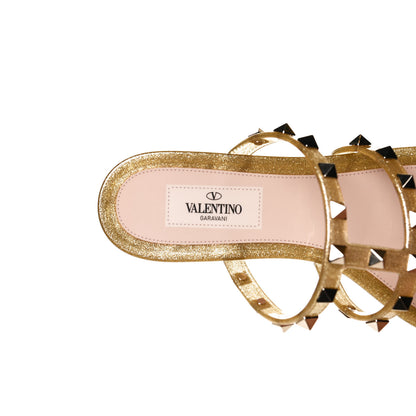 Valentino Garavani PVC Jelly Glitter Rockstud Caged Flat Thong Sandals 37 Oro 11 of 14