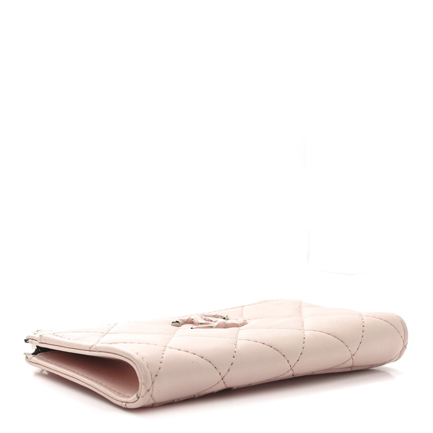 Lambskin Enamel Quilted CC Zip Around Card Holder  Pink