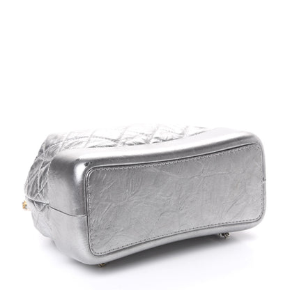 Chanel Metallic Crumpled Calfskin Quilted Gabrielle Backpack Silver 3 of 13