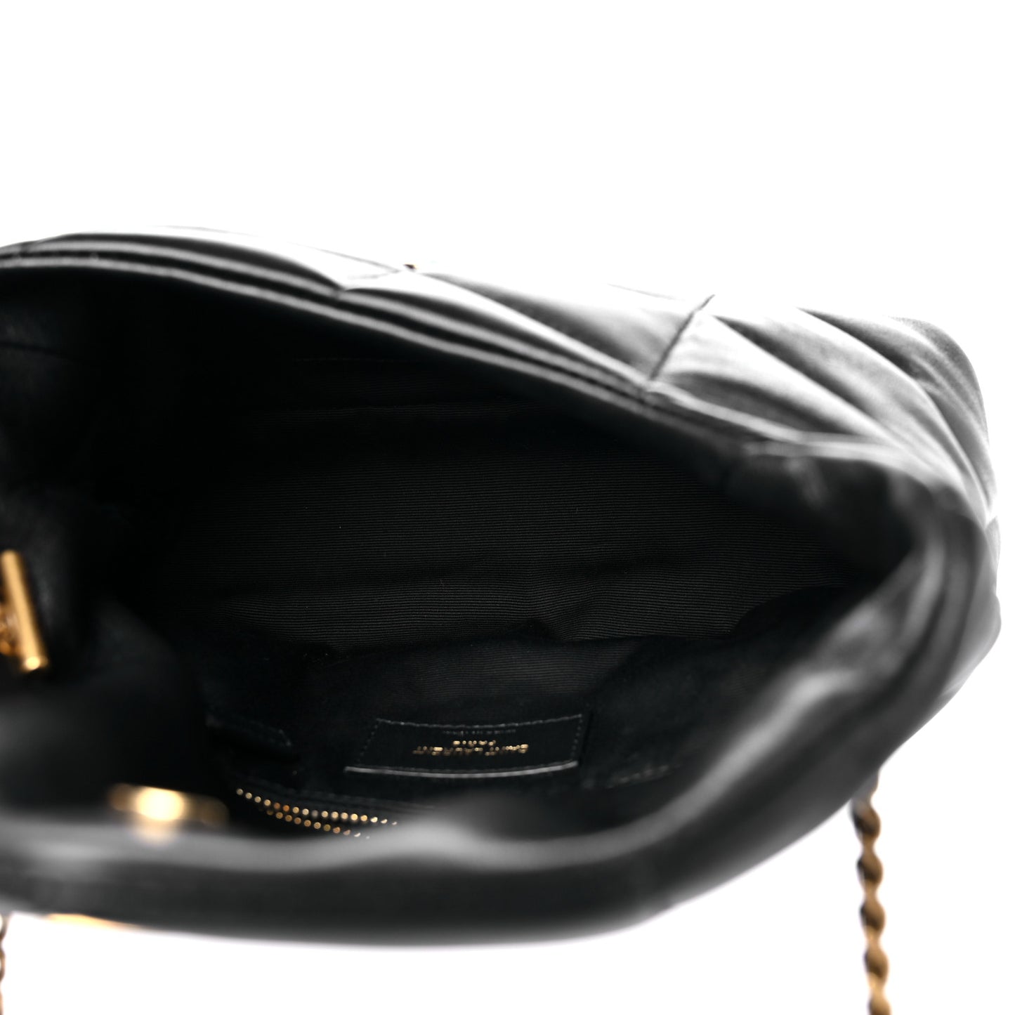 Lambskin Quilted Toy Loulou Puffer Monogram Chain Satchel Black