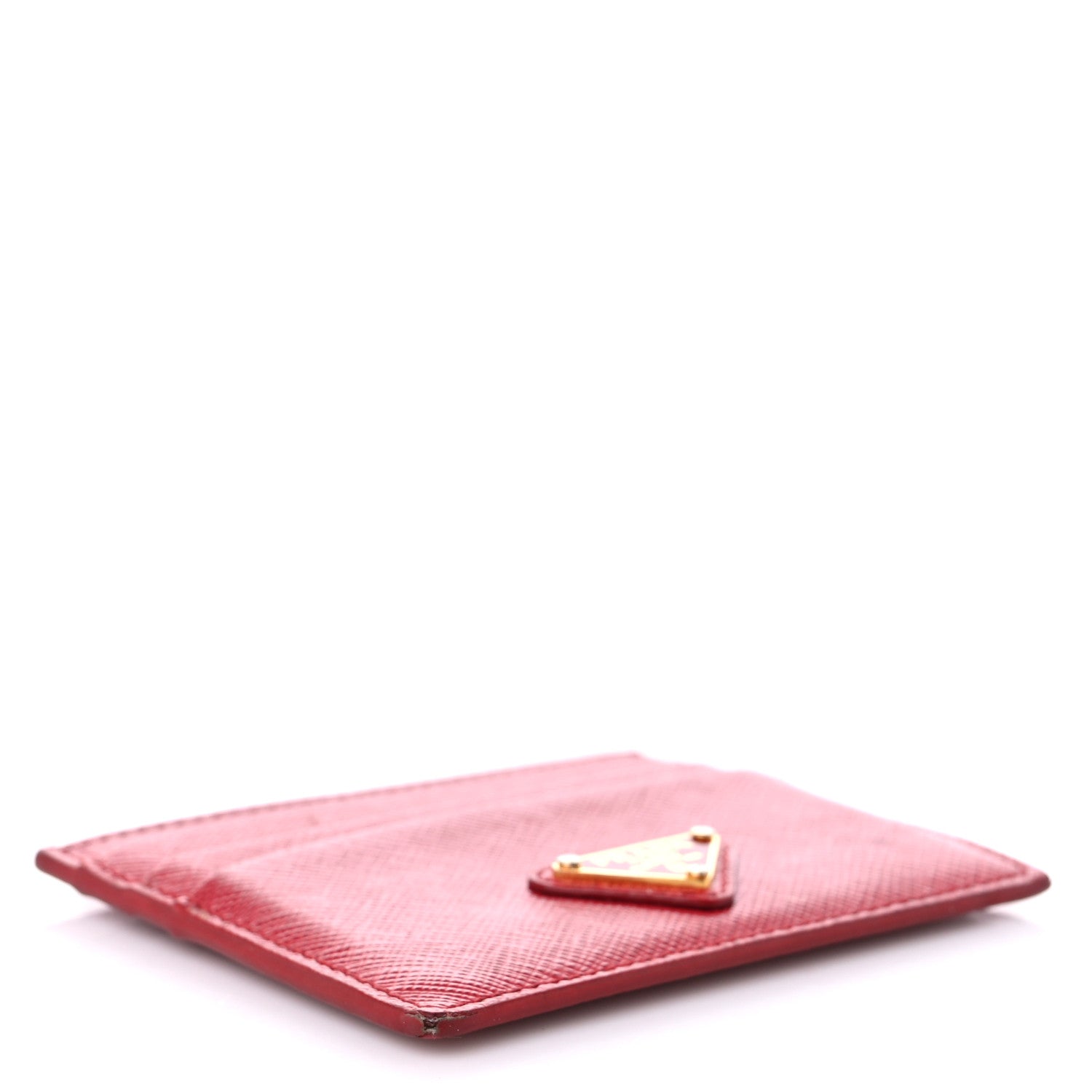 Prada Saffiano Triangle Card Holder Fuoco 4 of 11