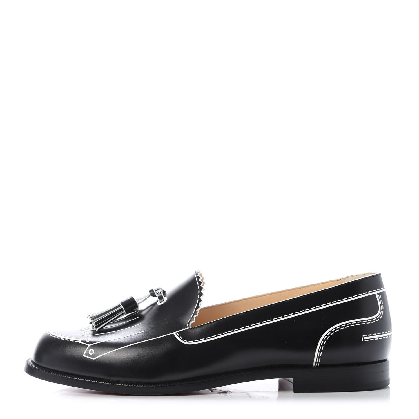 Calfskin Women Trompinetta Trompe L'oeil Loafers 36 Black