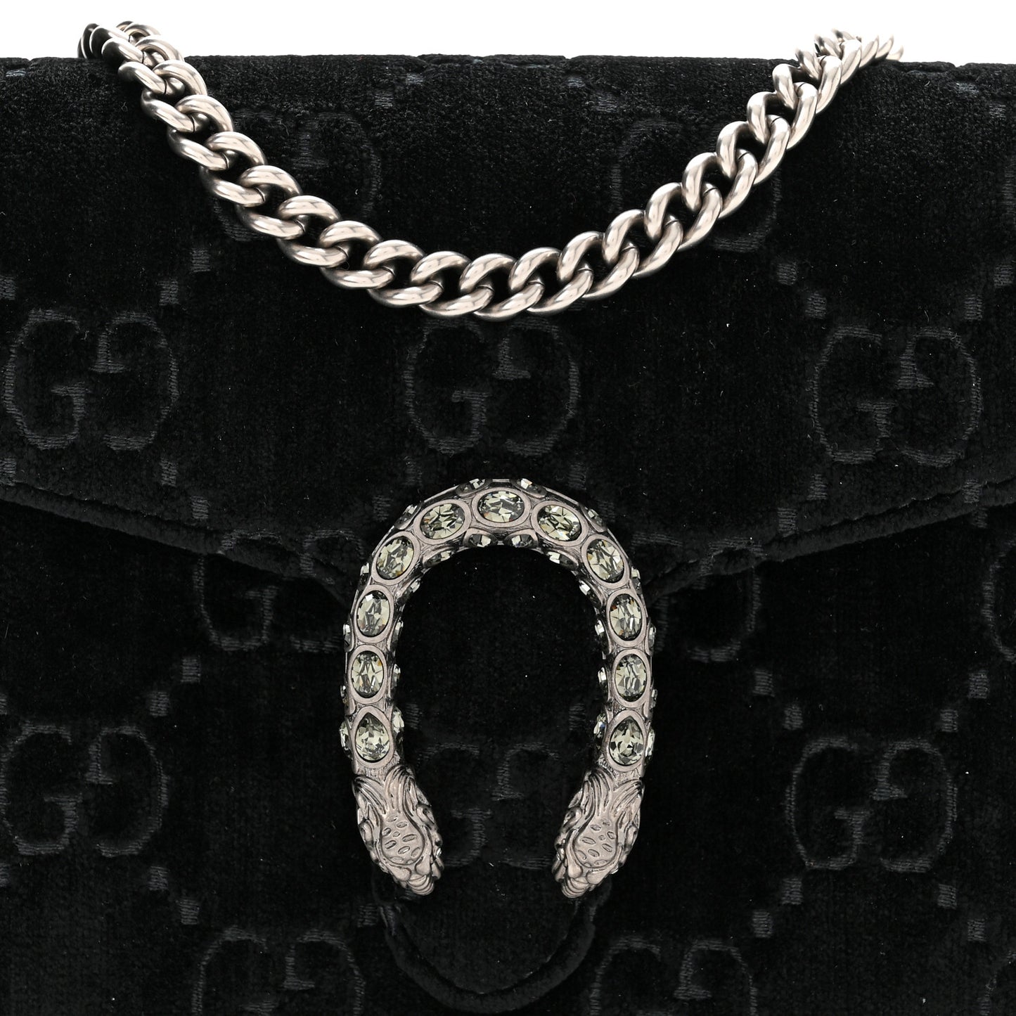 Velvet GG Monogram Mini Dionysus Chain Wallet Black