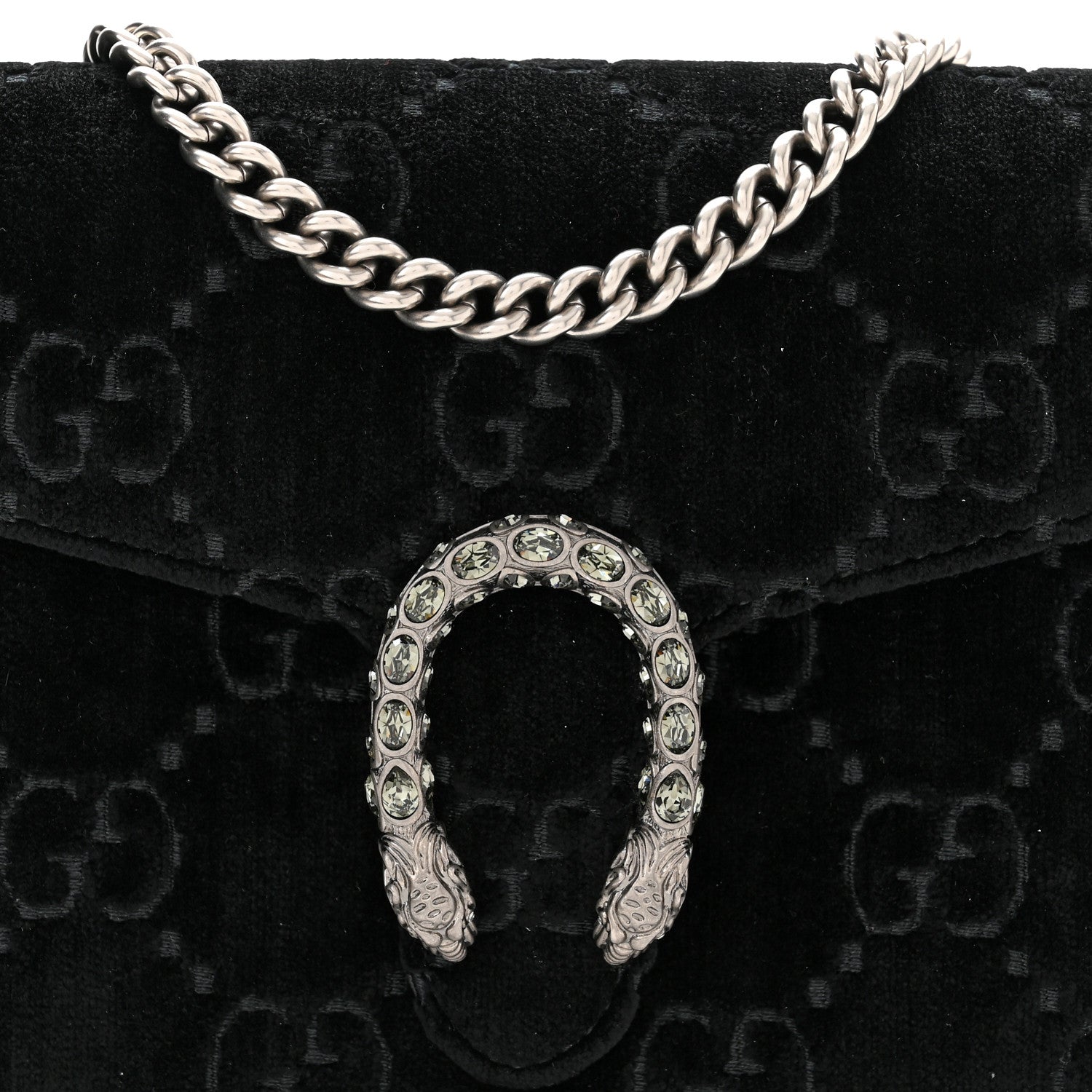 Gucci Velvet GG Monogram Mini Dionysus Chain Wallet Black 8 of 11
