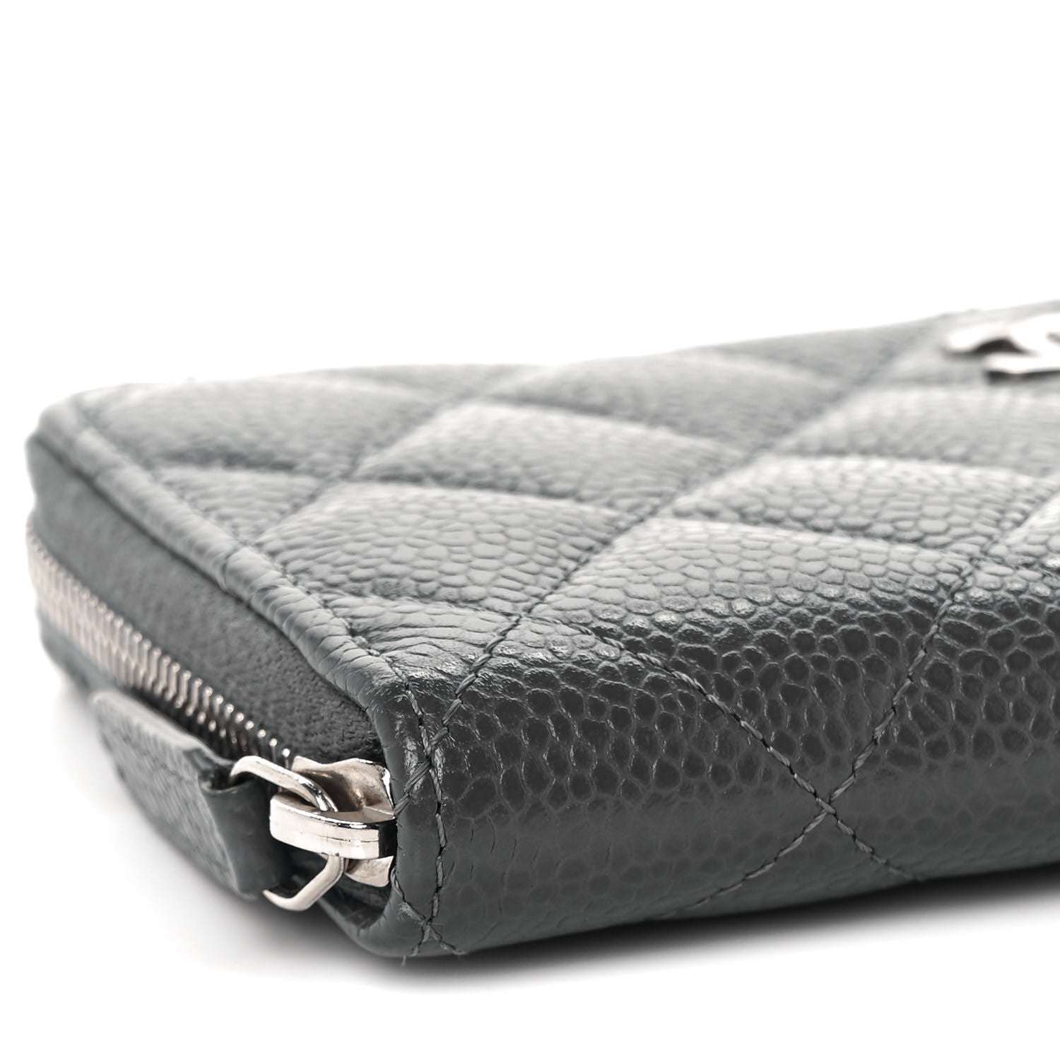 Chanel Caviar Quilted Medium Zip Around Wallet Dark Charcoal 9 of 10