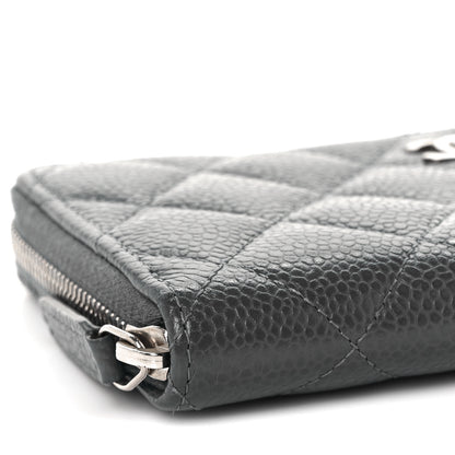 Chanel Caviar Quilted Medium Zip Around Wallet Dark Charcoal 9 of 10