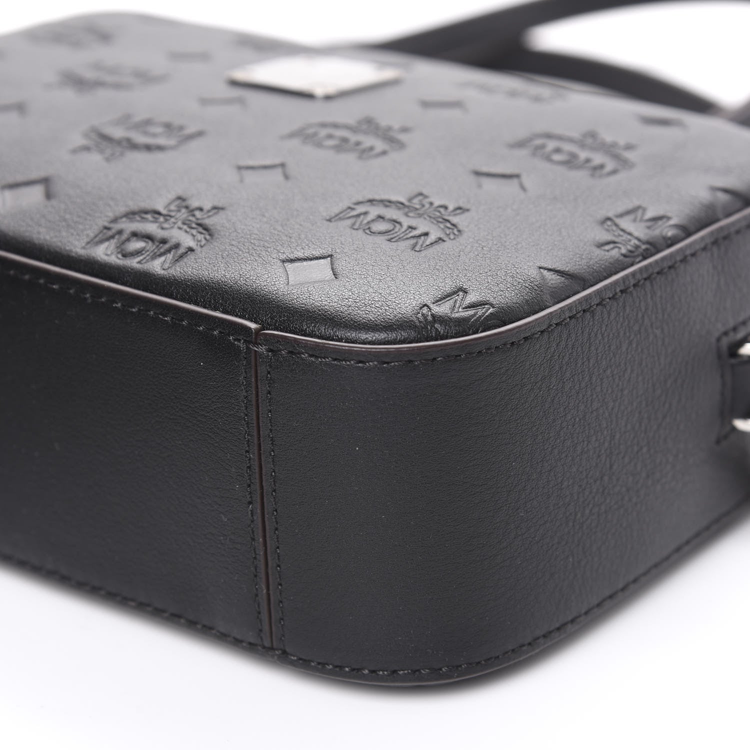 MCM Calfskin Ottomar Monogram Klara Crossbody Bag Black 8 of 9