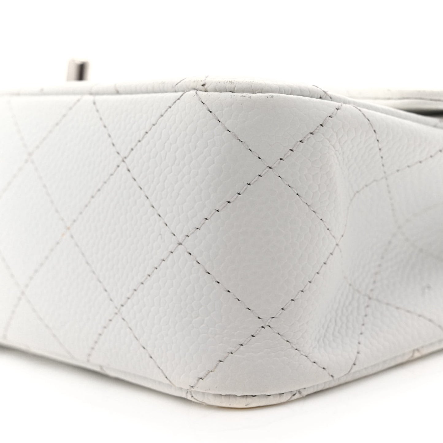 Caviar Quilted Medium Double Flap Bijoux Chain White