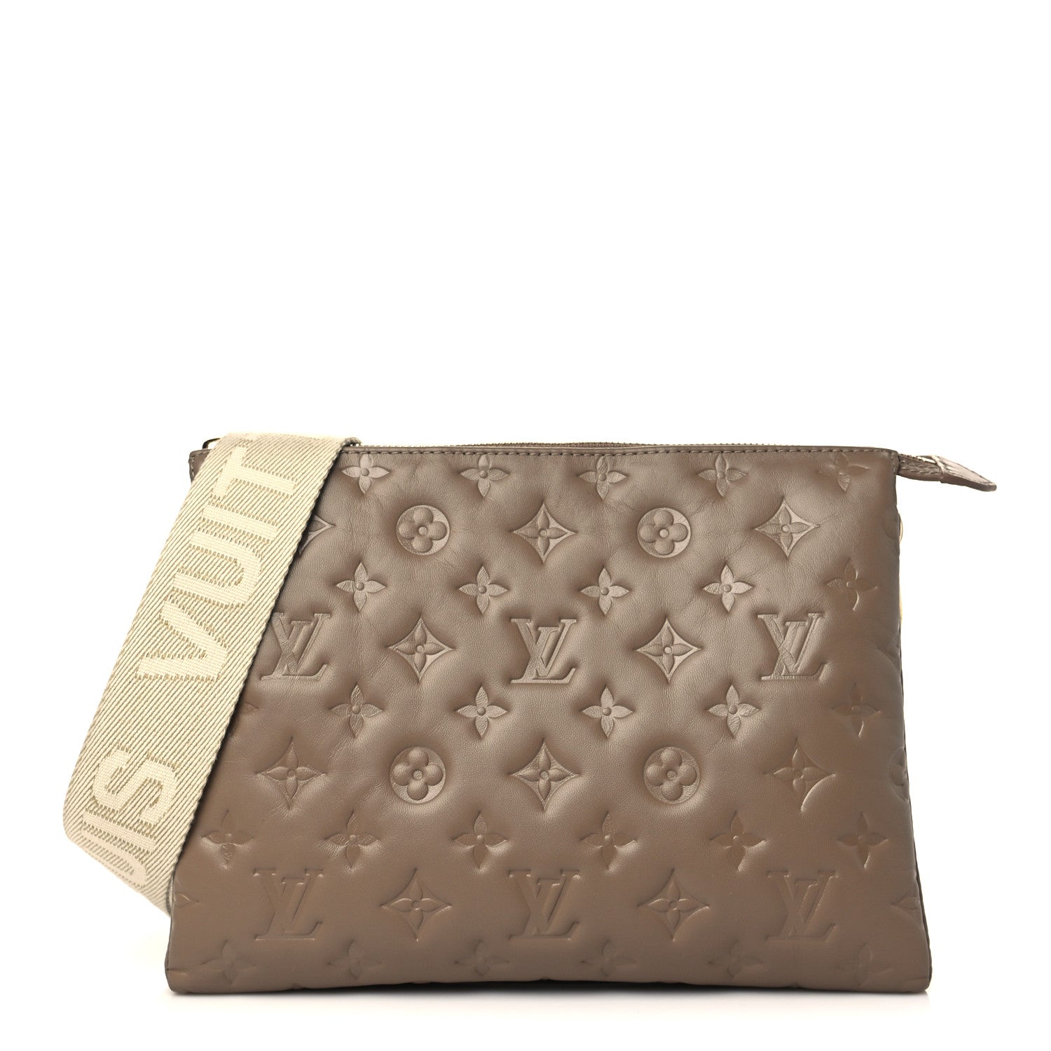Louis Vuitton Lambskin Embossed Monogram Coussin PM Taupe 1 of 8