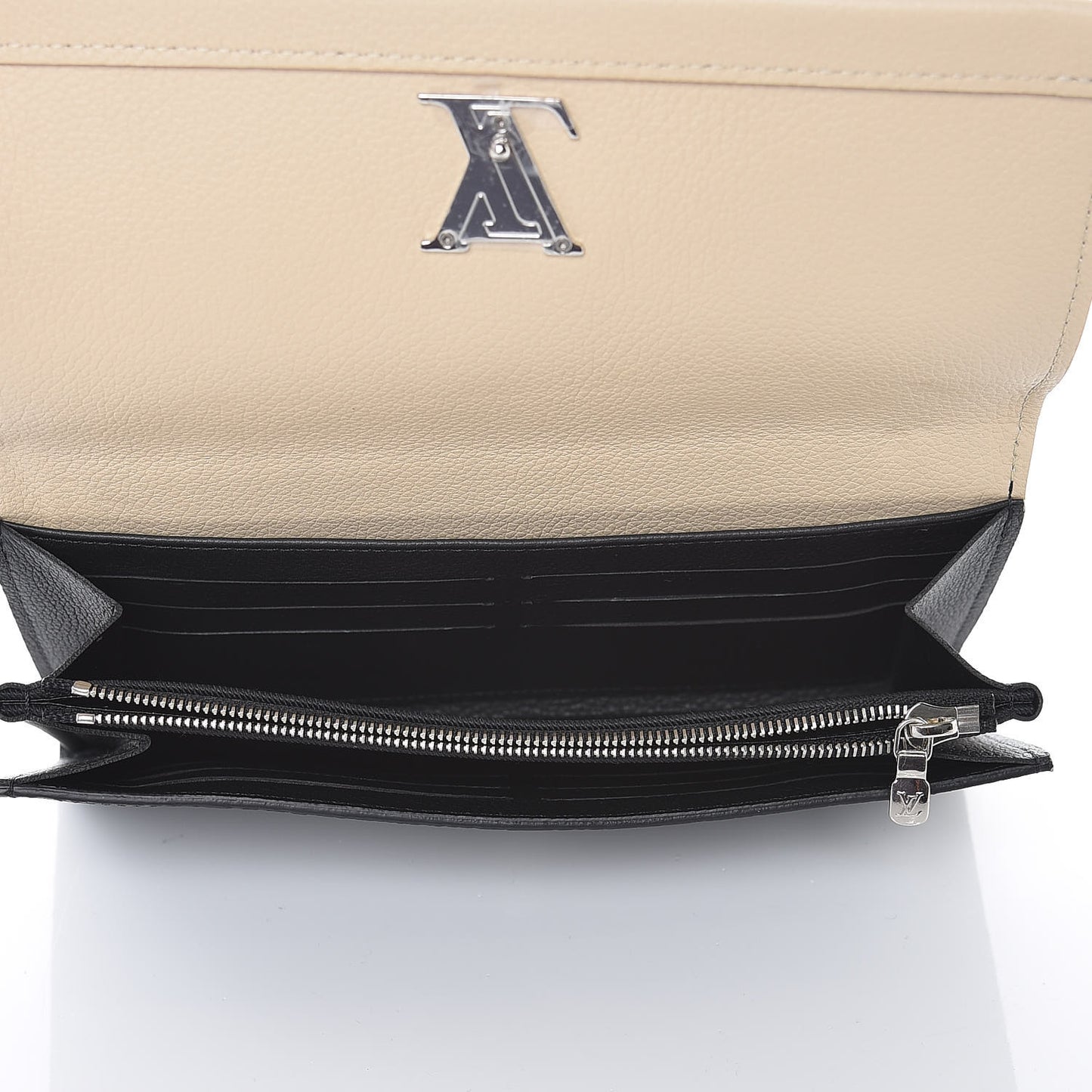 Calfskin Lockme II Wallet Vanille Black