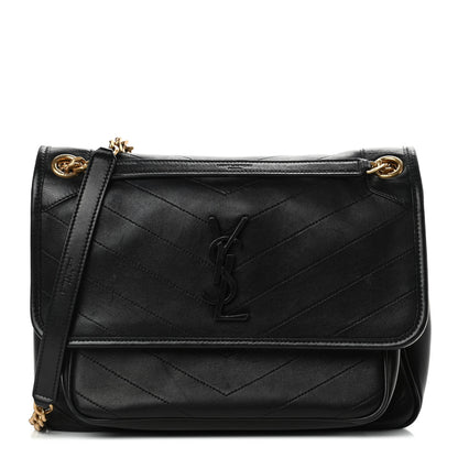 Saint Laurent Lambskin Matelasse Monogram Medium Niki Chain Satchel Black 1 of 4