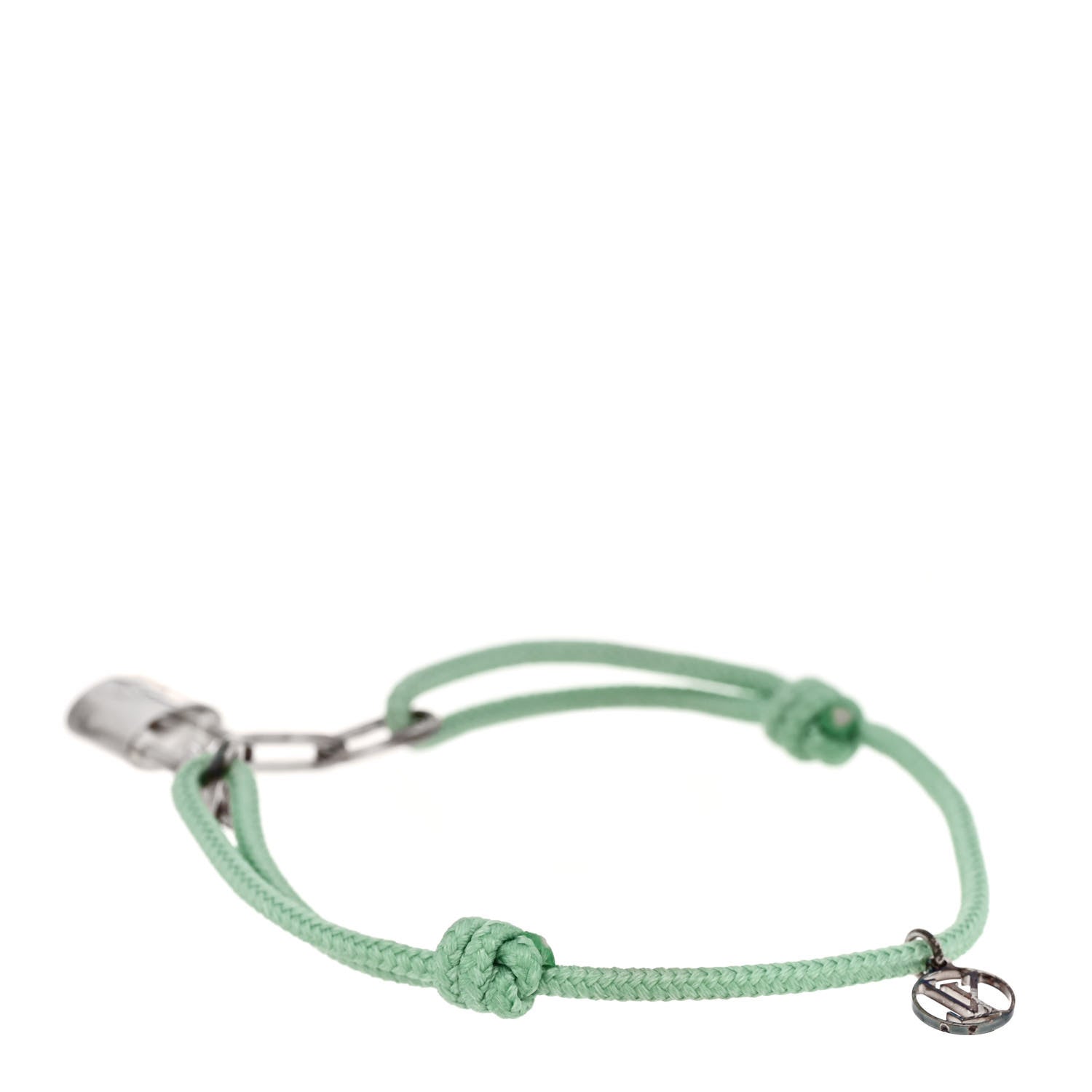 Louis Vuitton X Virgil Abloh Sterling Silver Lockit Adjustable Cord Bracelet Green 2 of 5