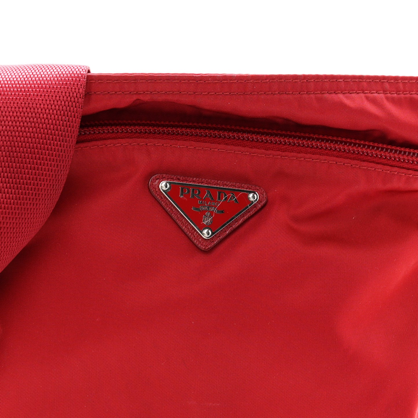 Nylon Vela Saffiano Flat Messenger Bag Rosso