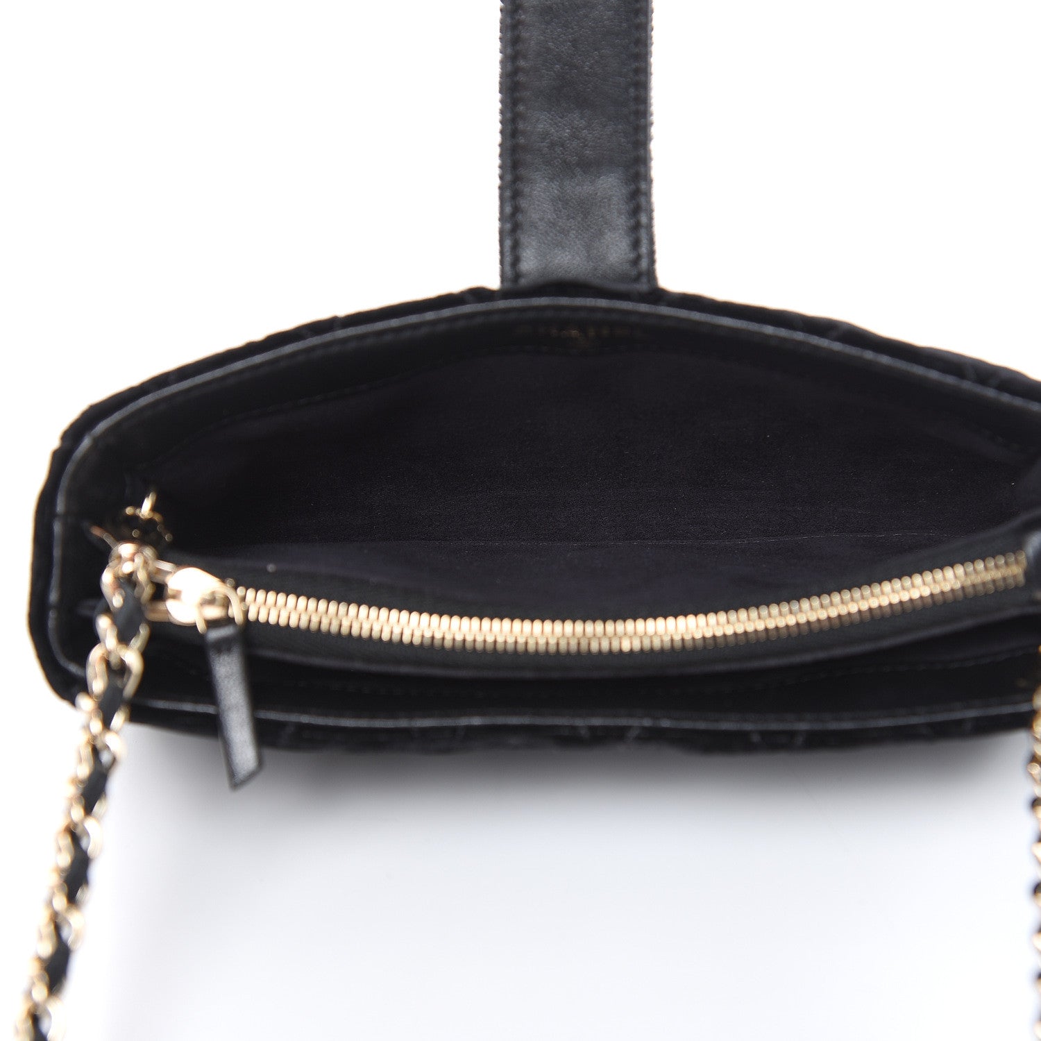 Chanel Velvet Quilted Small Clutch With Chain Black 5 of 12