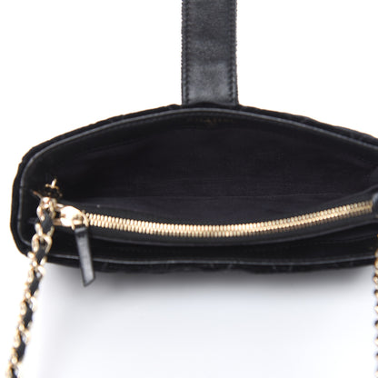 Chanel Velvet Quilted Small Clutch With Chain Black 5 of 12