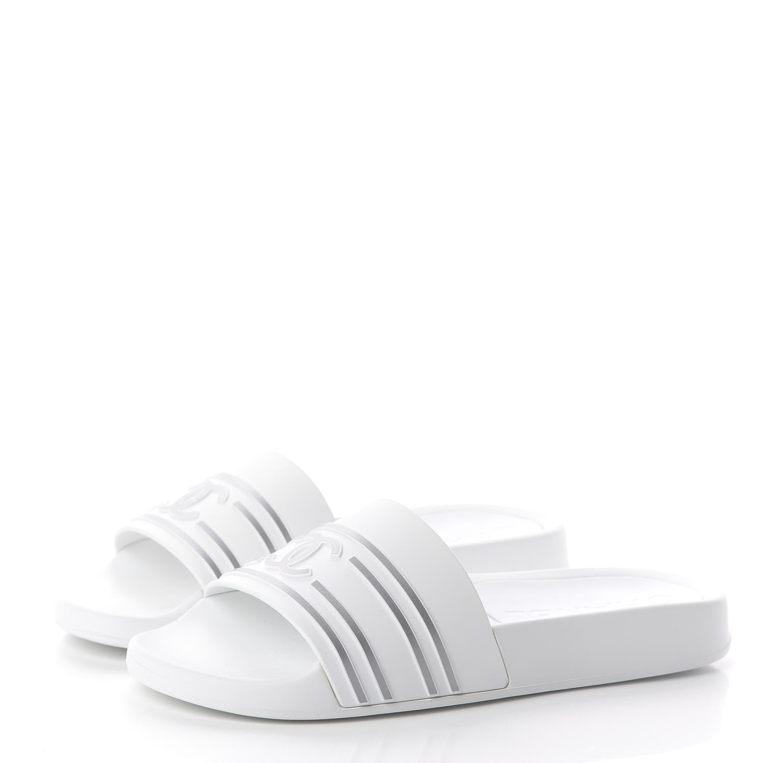 Chanel PVC CC Mules Sandals 38 White Grey 3 of 7