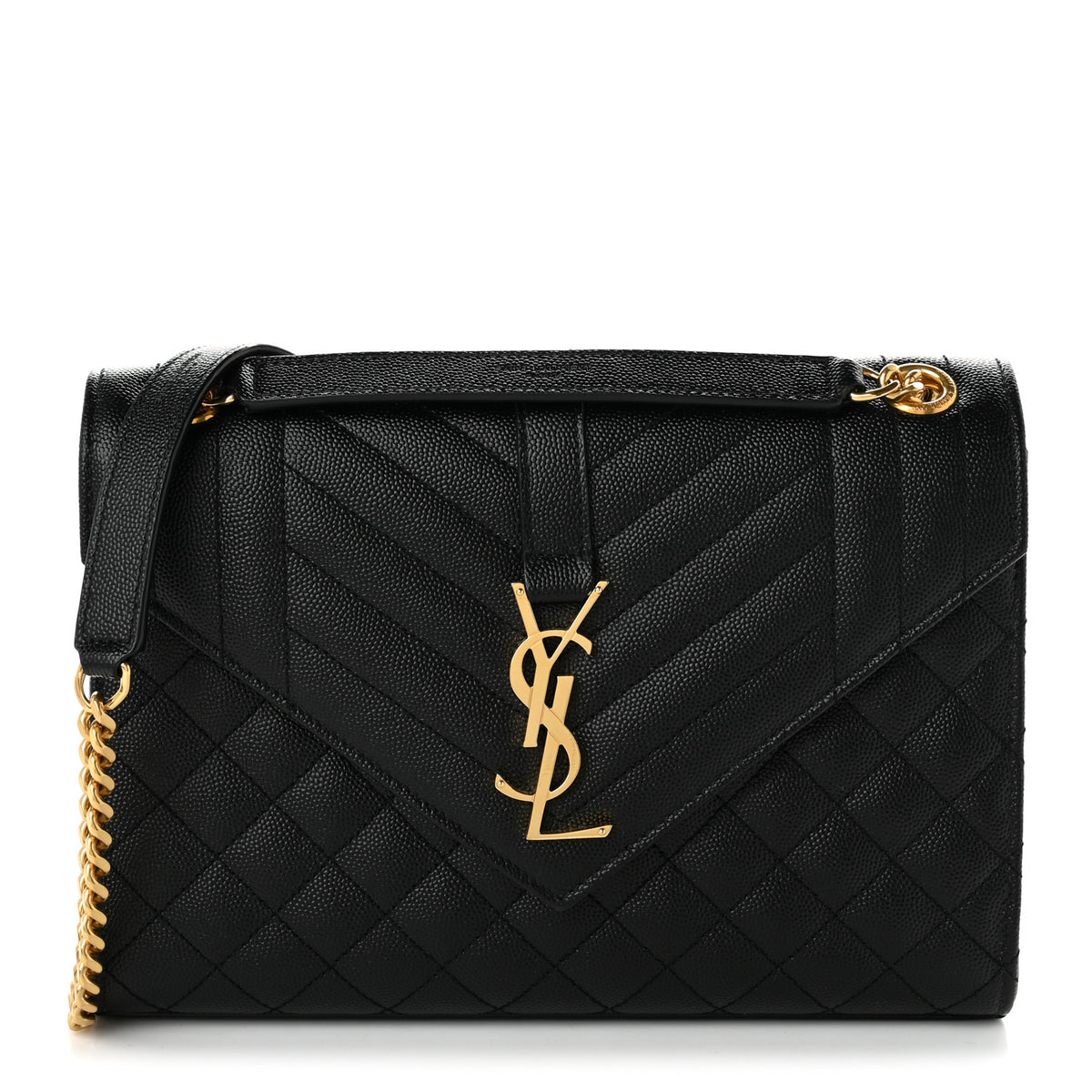 Saint Laurent Grain De Poudre Textured Mixed Matelasse Triquilt Medium Monogram Satchel Black 1 of 10