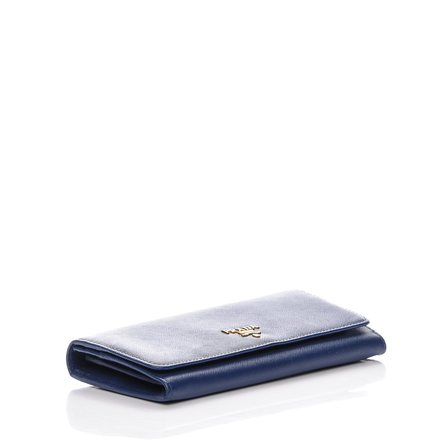 Saffiano Metal Continental Flap Wallet Blue