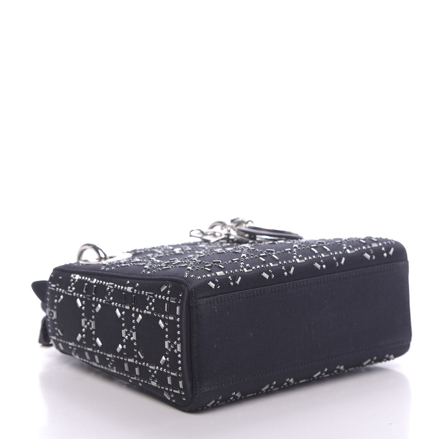 Satin Crystal Cannage Mini Lady Dior Navy