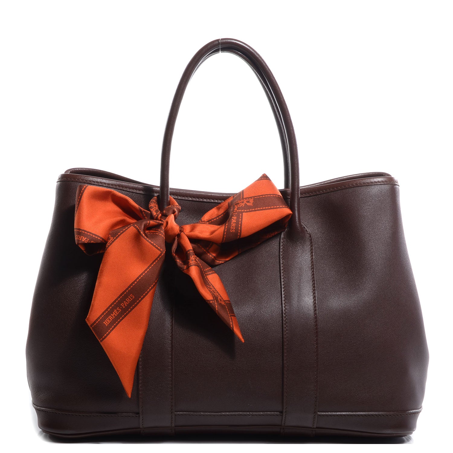 Hermes Swift Leather Bolduc Twilly Garden Party TPM Tote Chocolate 1 of 8
