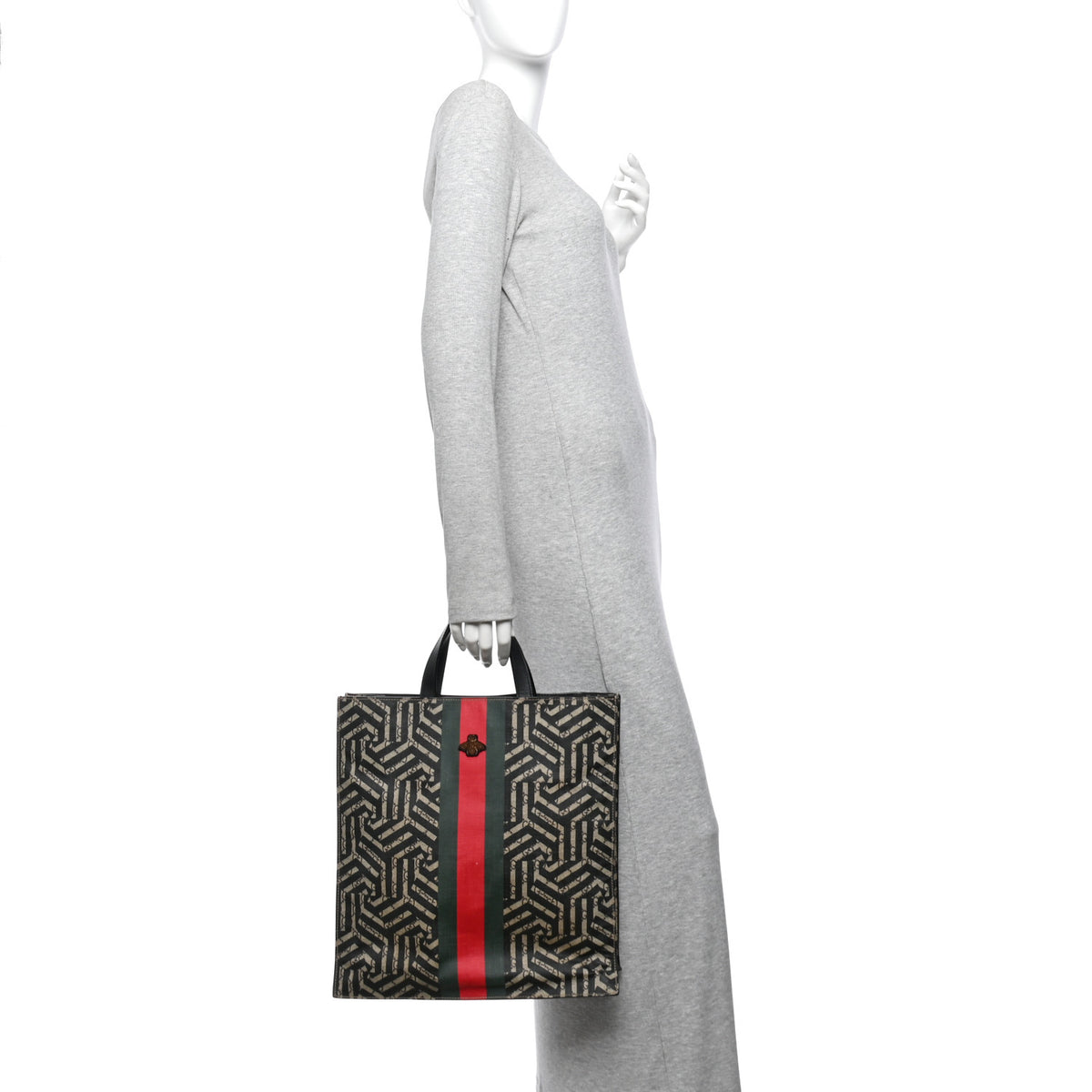 Gucci GG Supreme Monogram Caleido Web Vertical Tote Black 2 of 13