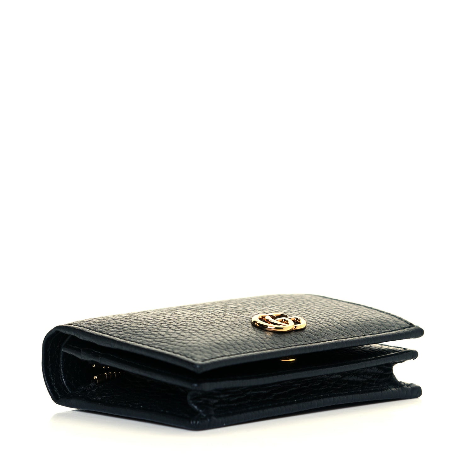 Pebbled Calfskin GG Marmont Card Case Black