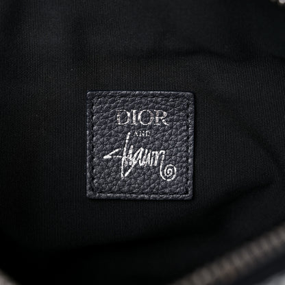 Christian Dior X SHAWN STUSSY Grained Calfskin Printed Mens Saddle Bag Navy Blue 6 of 12