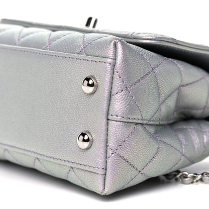 Chanel Iridescent Caviar Quilted Extra Mini Coco Handle Flap Purple 9 of 10