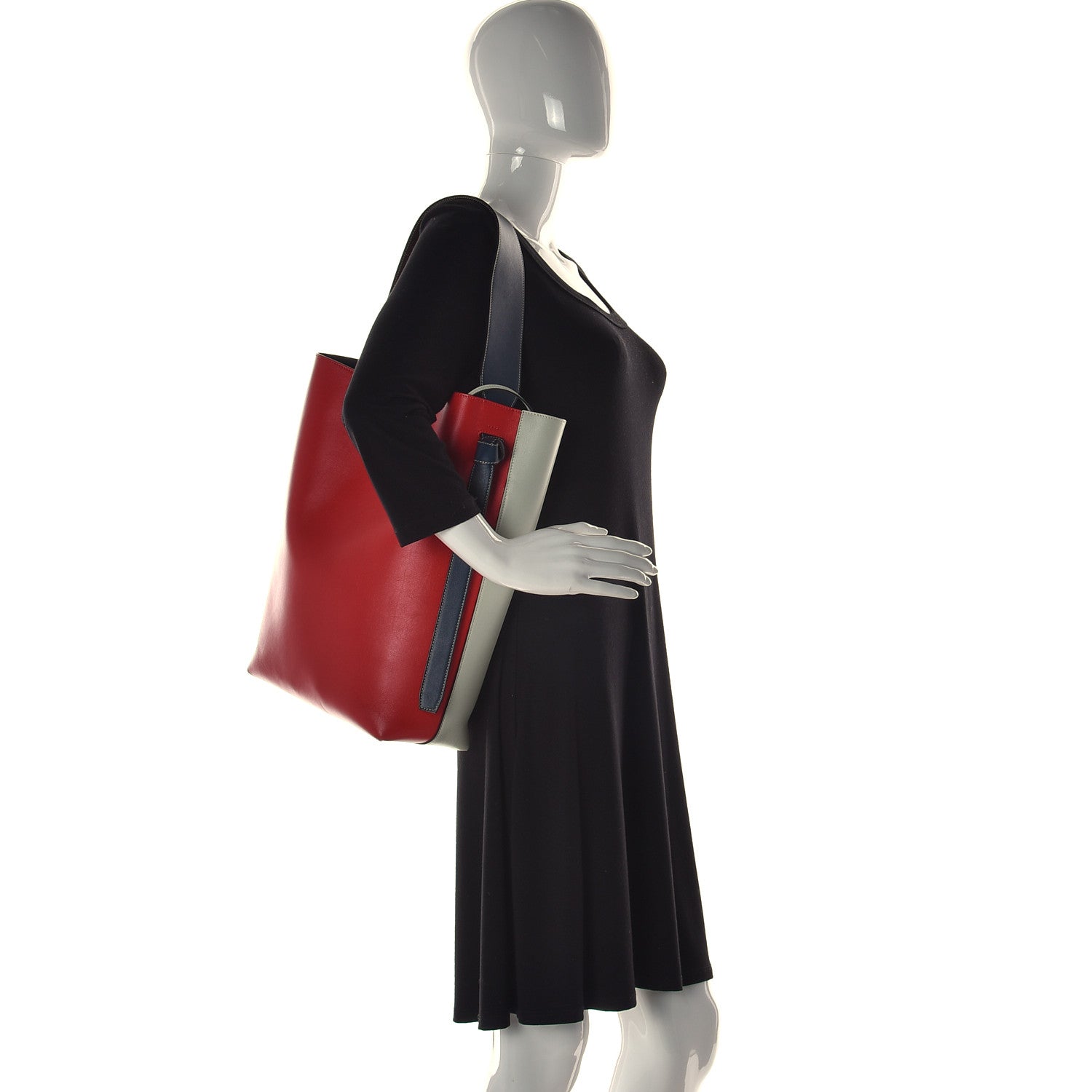 Celine Shiny Smooth Calfskin Small Twisted Cabas Jade Bright Red 2 of 12