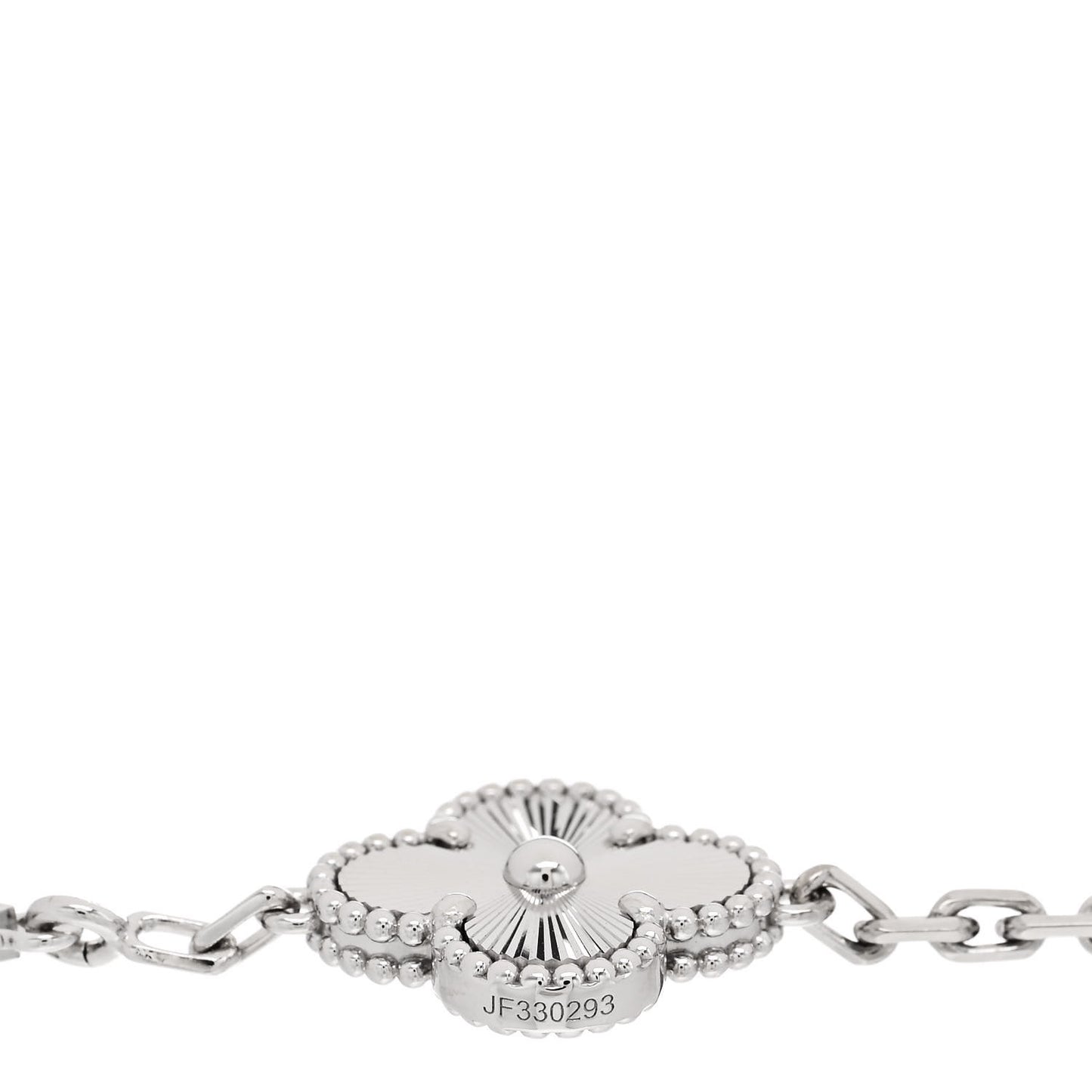 18K White Gold 5 Motifs Guilloche Vintage Alhambra Bracelet