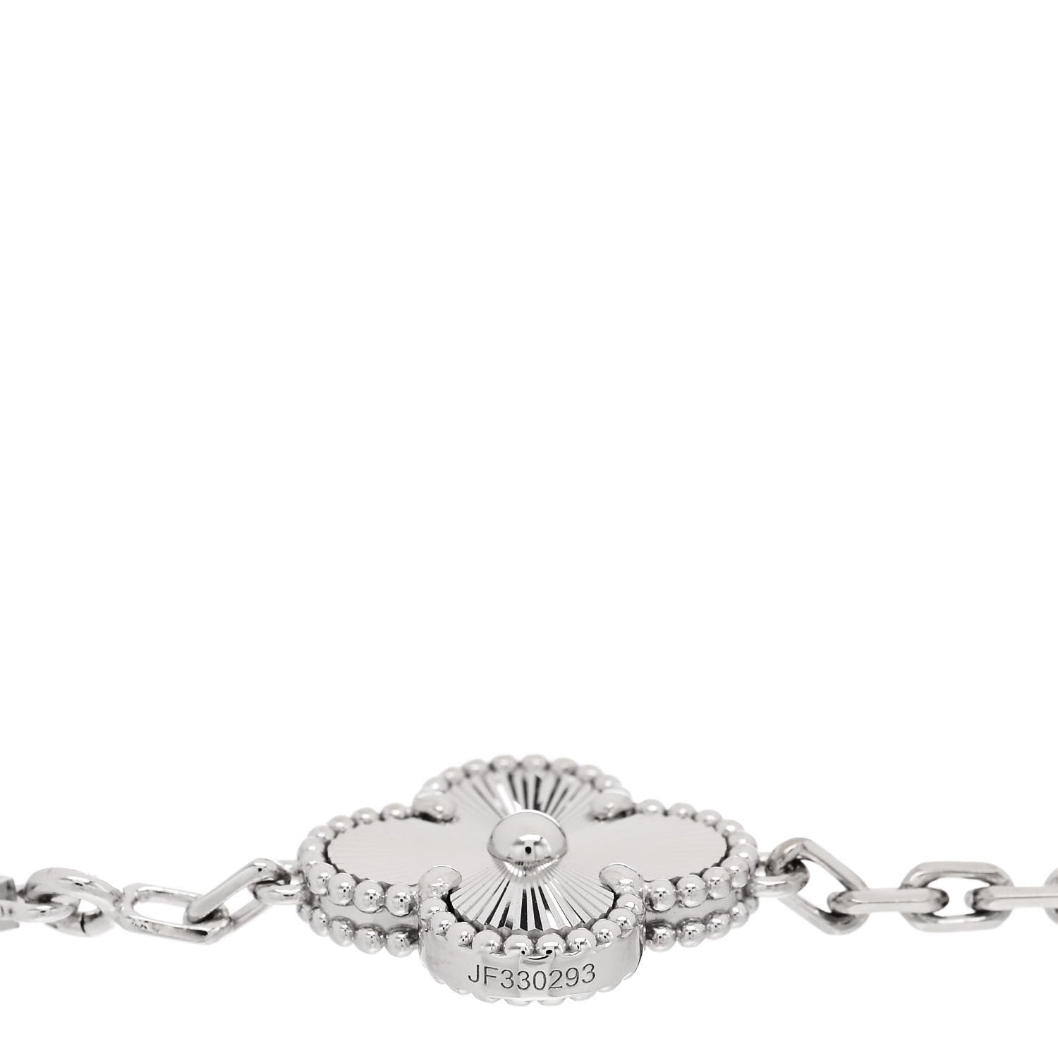 Van Cleef & Arpels 18K White Gold 5 Motifs Guilloche Vintage Alhambra Bracelet 4 of 5