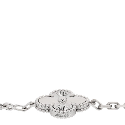 Van Cleef & Arpels 18K White Gold 5 Motifs Guilloche Vintage Alhambra Bracelet 4 of 5