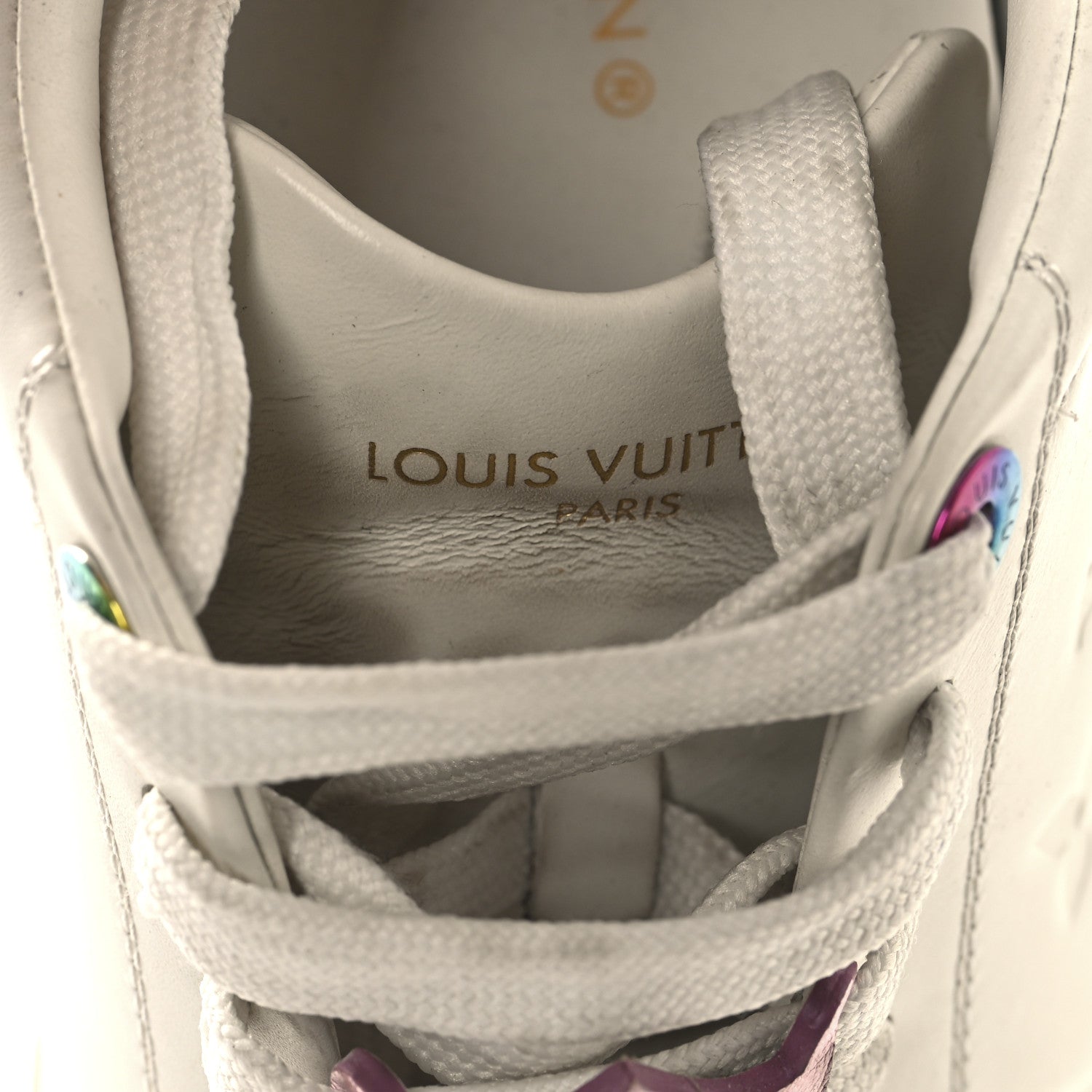Louis Vuitton Lambskin Embossed Monogram Time Out Sneakers 37 White Pink 10 of 11