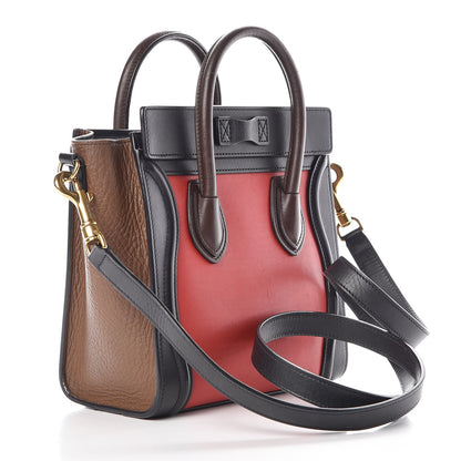 Celine Calfskin Bullhide Nano Tri-Color Luggage Bright Red 3 of 8