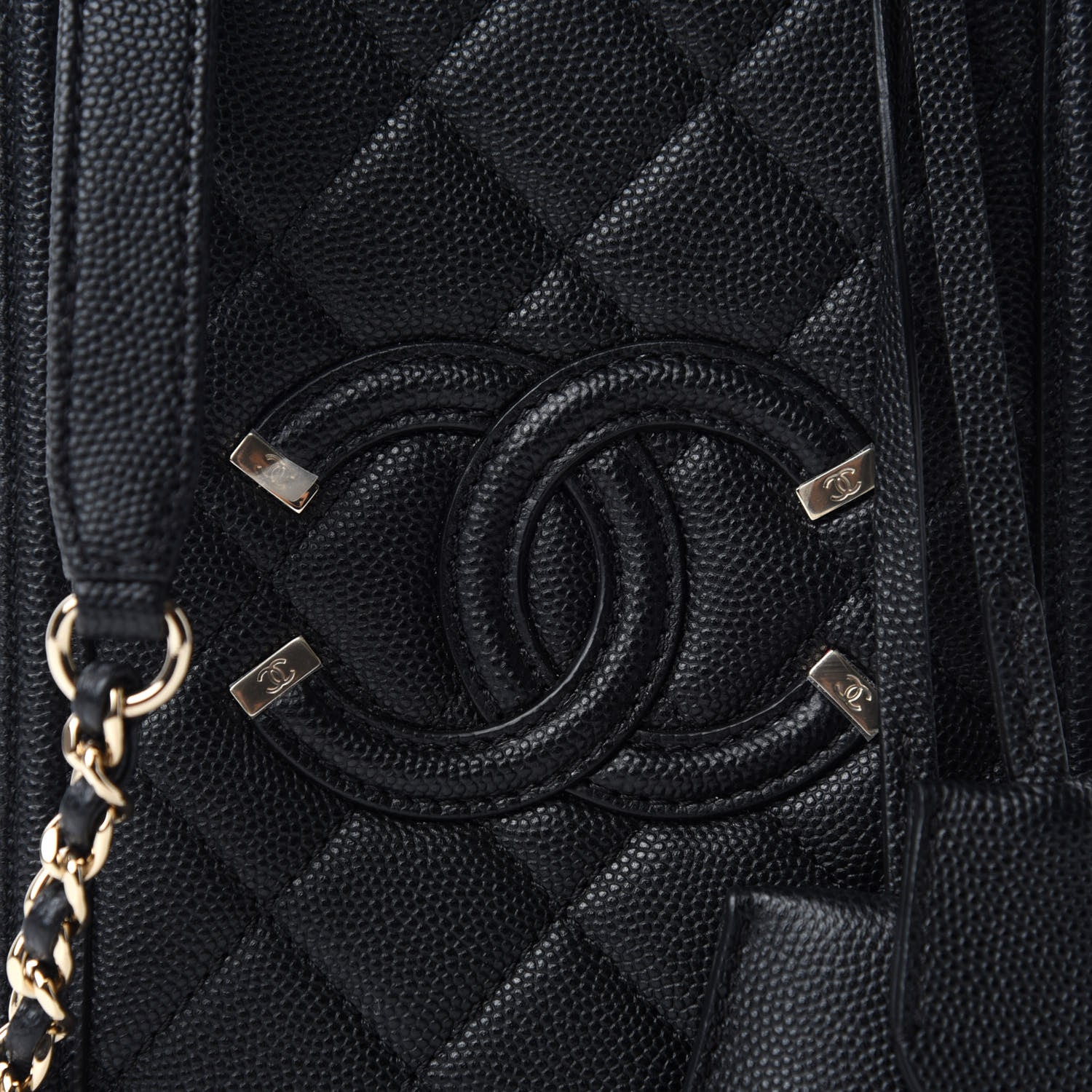 Chanel Caviar Quilted CC North South Filigree Vanity Case Black 10 of 10