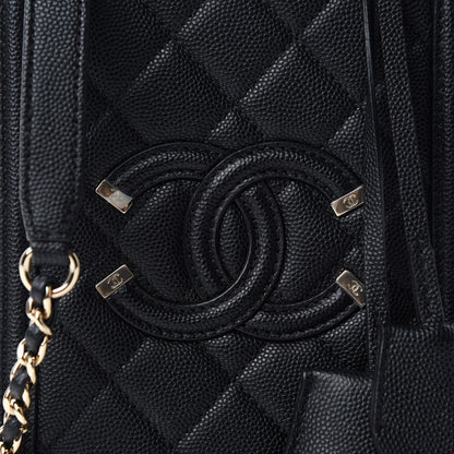 Chanel Caviar Quilted CC North South Filigree Vanity Case Black 10 of 10