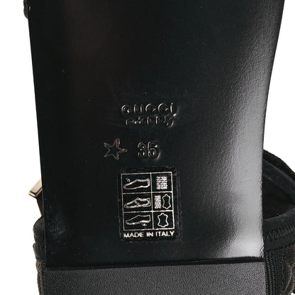 Gucci Neoprene Canvas Crystal Embellished Shea Flat Sandals 35 Black 6 of 7
