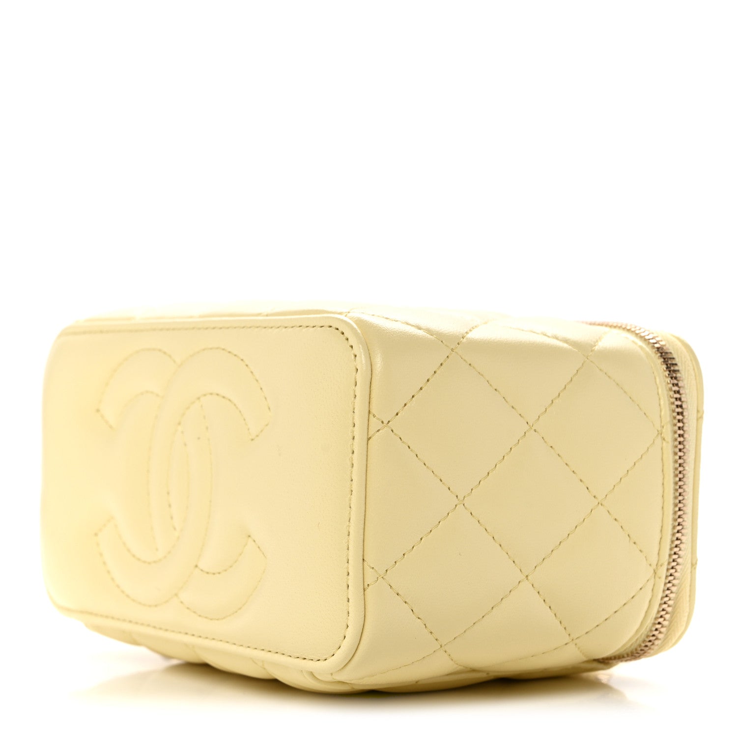 Chanel Lambskin Quilted Small Vanity Case With Chain Light Yellow 10 of 12