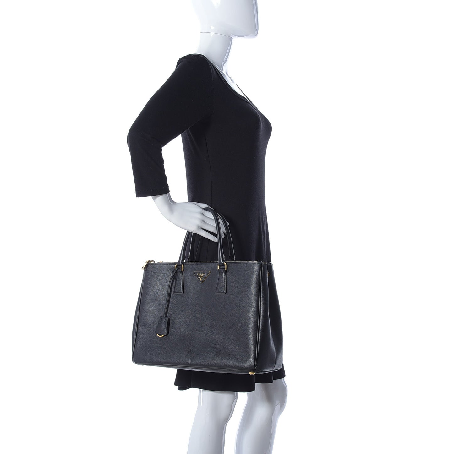 Saffiano Large Galleria Double Zip Tote Black