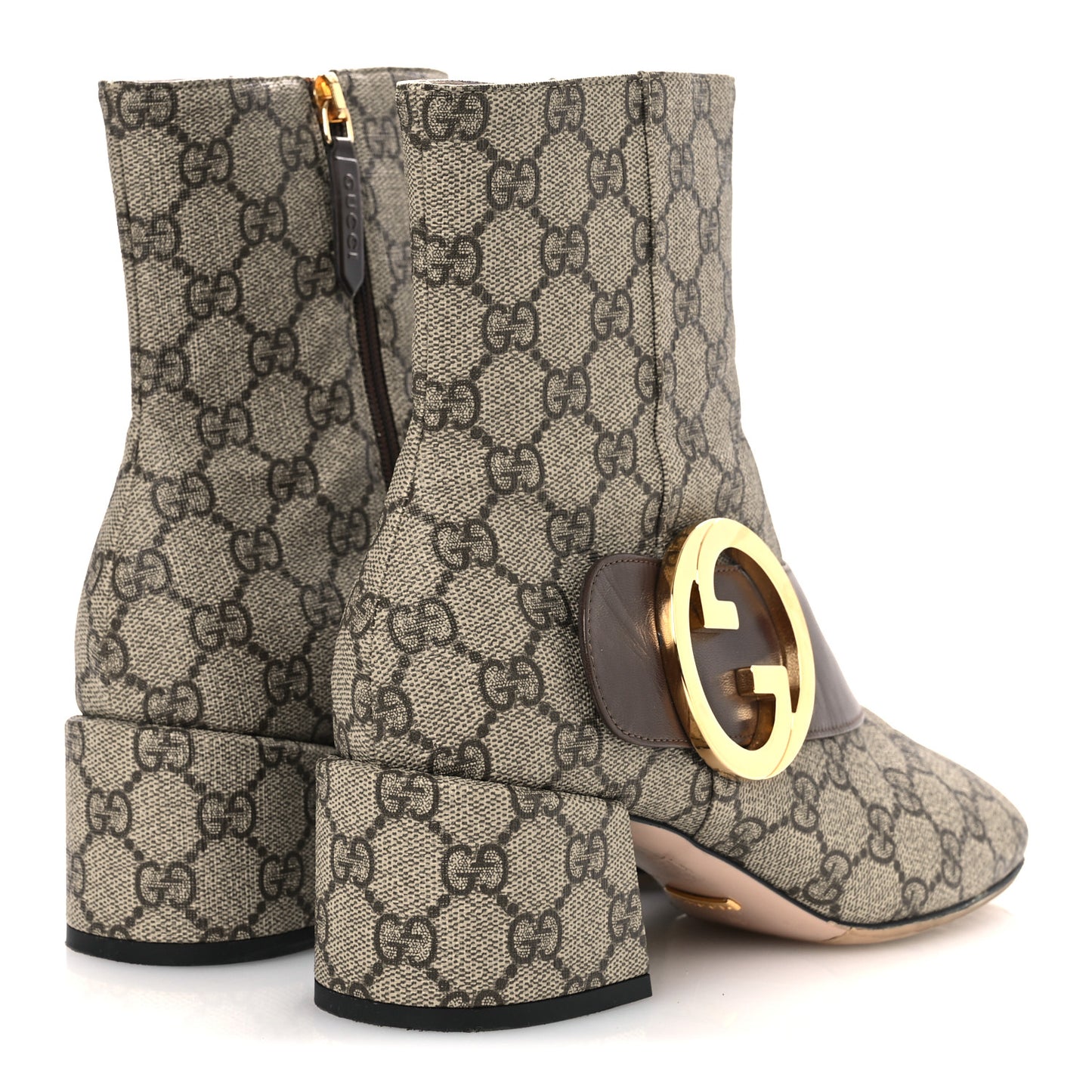 GG Supreme Monogram Malaga Kid Blondie 55mm Ankle Boots 38 Beige Ebony New Acero