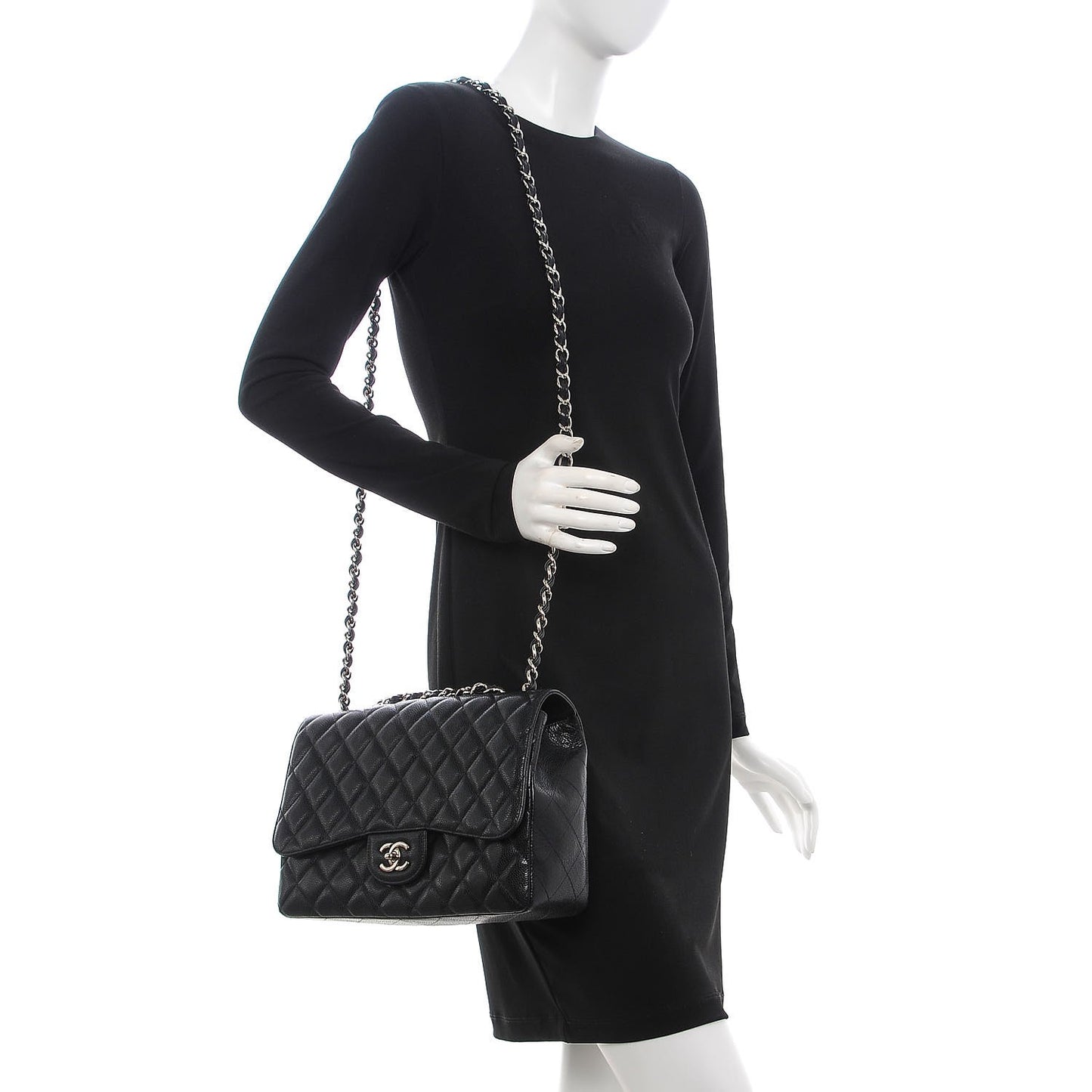 Caviar Quilted Jumbo Single Flap Black