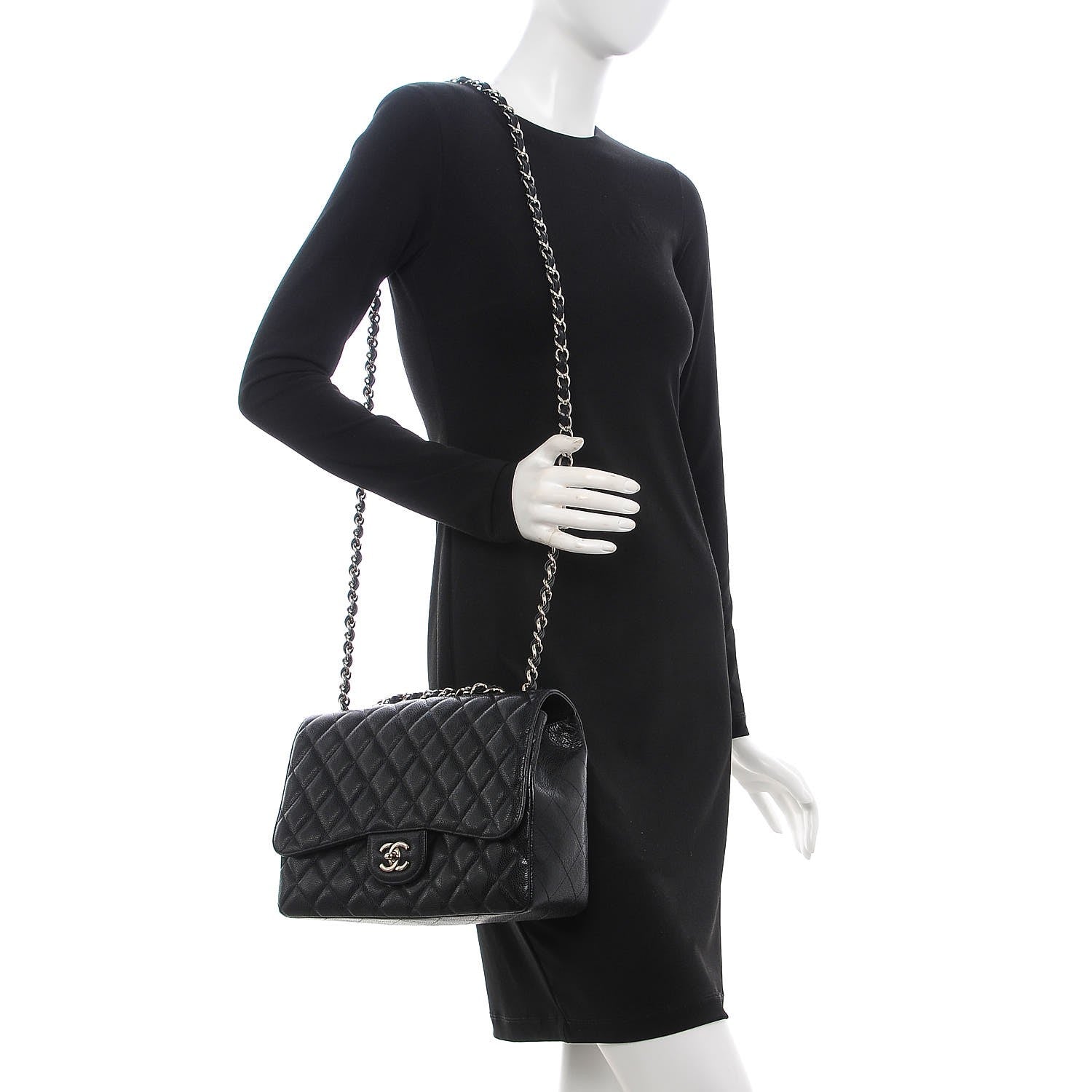 Chanel Caviar Quilted Jumbo Single Flap Black 2 of 9