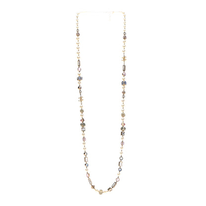 Chanel Pearl Beaded CC Long Necklace Gold Multicolor 3 of 5